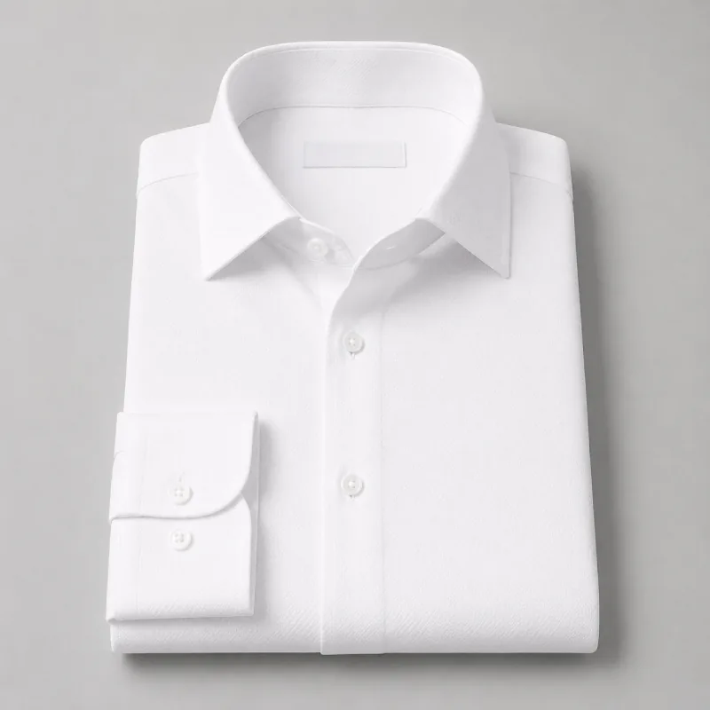 Camisa blanca labrada de vestir para hombre