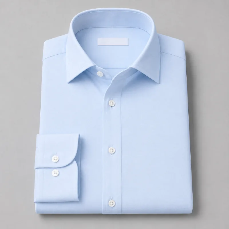 Camisa celeste labrada de vestir para hombre