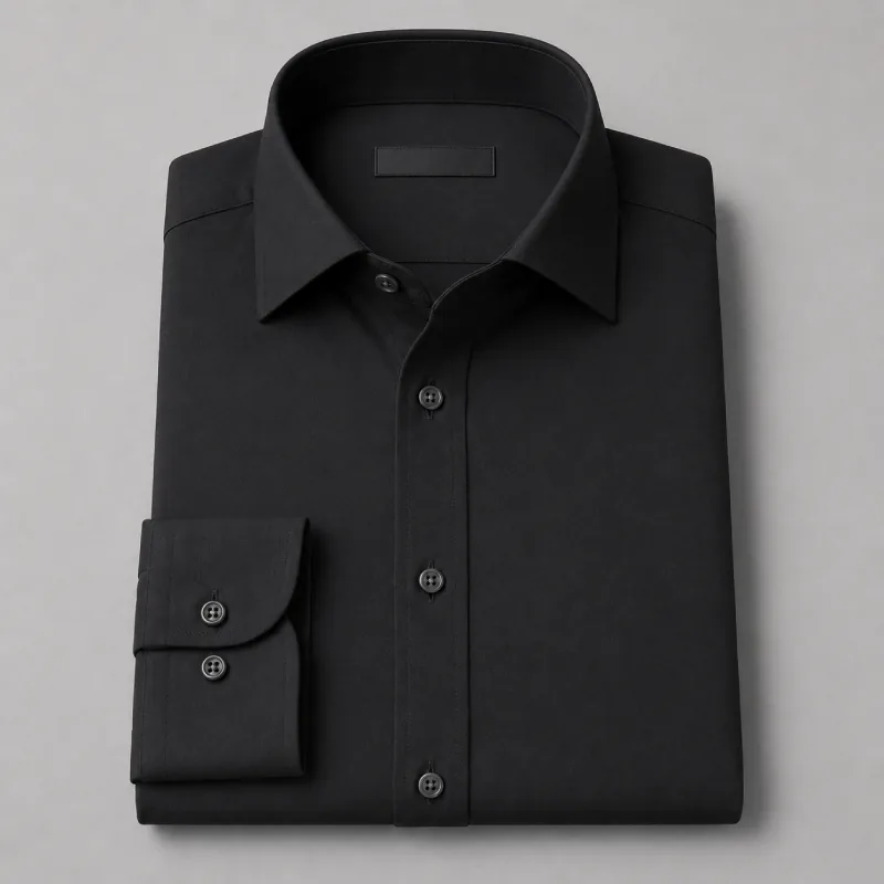 Camisa negra labrada de vestir para hombre