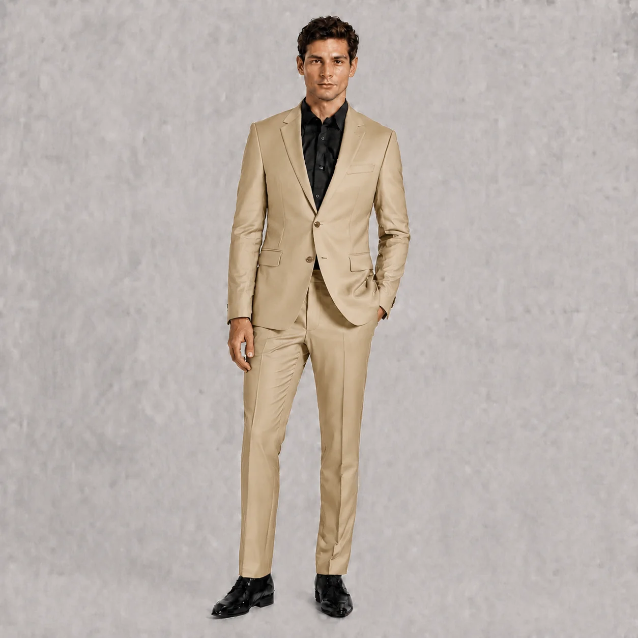 Terno beige Barcelona de corte moderno para hombre