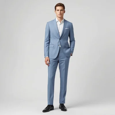 Terno celeste moderno para hombre