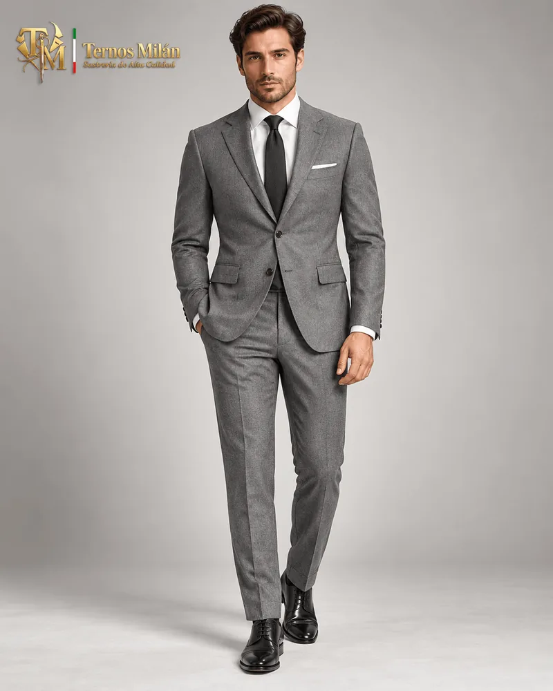 Terno gris de dos piezas para hombre, vista de cuerpo completo