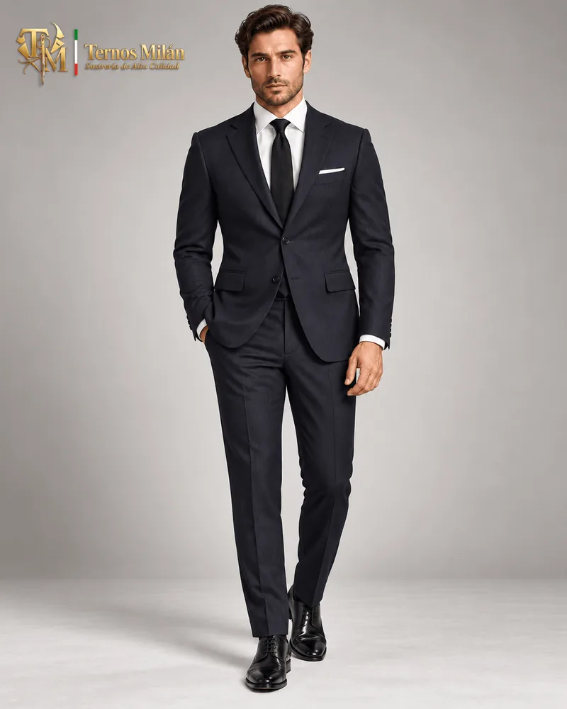 Terno negro de dos piezas para hombre, vista de cuerpo completo