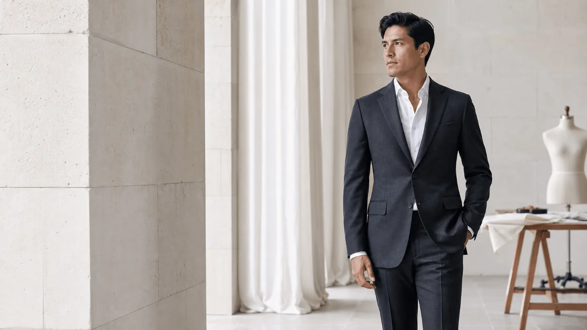 Terno azul con camisa blanca y corbata combinada